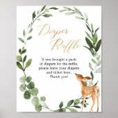 Hirschgrün Gold Babydusche Windelpreiszeichnung Poster (Vorne)