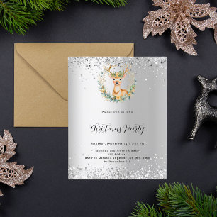 Hirschgrün Silber Weihnachten Party Einladung