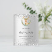 Hirschgrün Silber Weihnachten Party Einladung (Stehend Vorderseite)