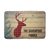 Hirschhaut mit Antlern auf Holzplanken mit Blätter Badematte (Vorderseite)