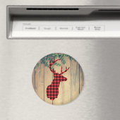 Hirschhaut mit Antlern auf Holzplanken mit Blätter Magnet (In Situ (Geschirrspüler))