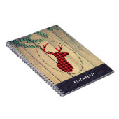 Hirschhaut mit Antlern auf Holzplanken mit Blätter Notizblock (Rechte Seite)