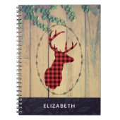 Hirschhaut mit Antlern auf Holzplanken mit Blätter Notizblock (Vorderseite)