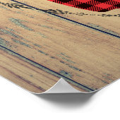 Hirschhaut mit Antlern auf Holzplanken mit Blätter Poster (Ecke)