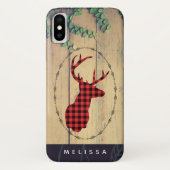 Hirschhaut mit Antlern auf Holzplanken mit Verlass Case-Mate iPhone Hülle (Rückseite)