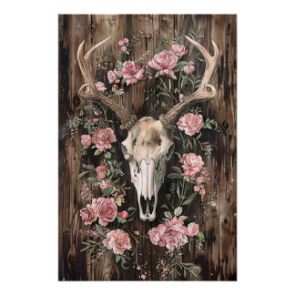 Hirschhaut Wasserfarbe Rosa Blume Entfärbung Poster