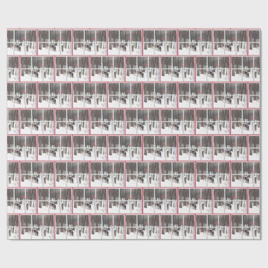 Hirschherde im Winterwald Geschenkpapier (Flach)