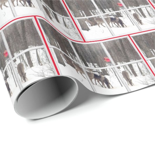 Hirschherde im Winterwald Geschenkpapier (Rolleneckpunkt)
