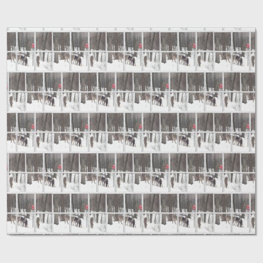 Hirschherde im Winterwald Geschenkpapier (Flach)