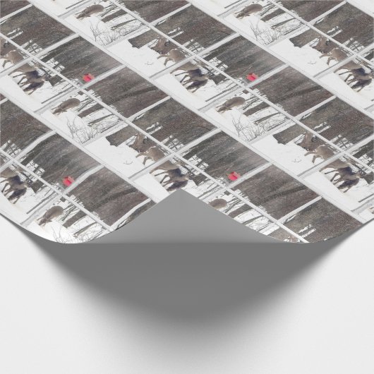 Hirschherde im Winterwald Geschenkpapier (Ecke)