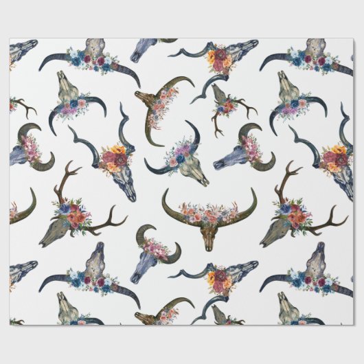 Hirschhorn-Blumenmuster Geschenkpapier (Flach)
