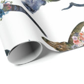 Hirschhorn-Blumenmuster Geschenkpapier (Rolleneckpunkt)