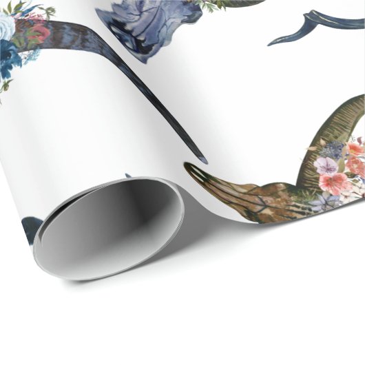 Hirschhorn-Blumenmuster Geschenkpapier (Rolleneckpunkt)