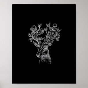 Hirschhorn-Pilz-Hütte Goblincore Vintage Ästhetik Poster