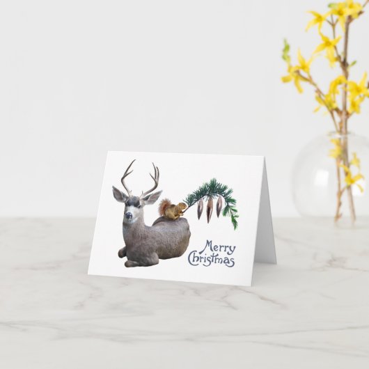 Hirschhörnchen Frohe Weihnachtskarte Karte (Gelbe Blume)