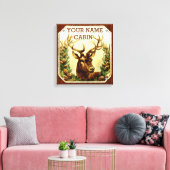 Hirschhütte Personalisiert mit Holzkörner Leinwanddruck (Insitu (Wohnzimmer))