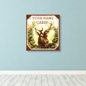 Hirschhütte Personalisiert mit Holzkörner Leinwanddruck (Insitu (Holzboden))