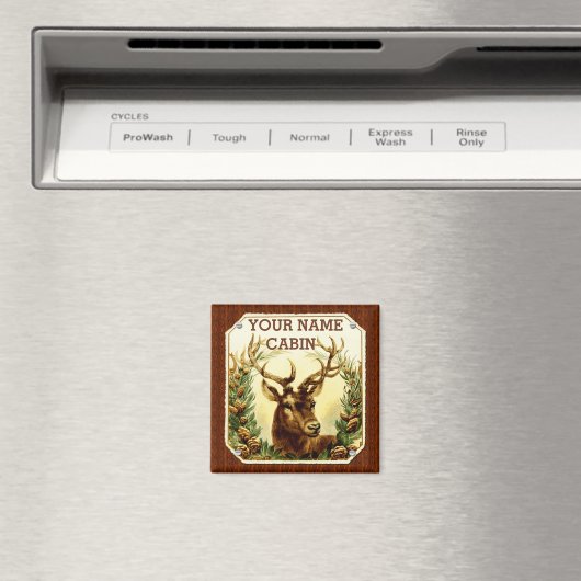 Hirschhütte Personalisiert mit Holzkörner Magnet (In Situ (Geschirrspüler))