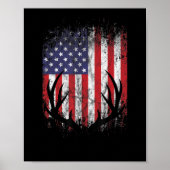 Hirschjagd American Flag Whitetail Buck Antlers Poster (Vorne)