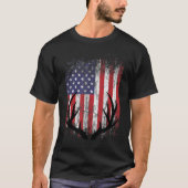 Hirschjagd American Flag Whitetail Buck Antlers T-Shirt (Vorderseite)