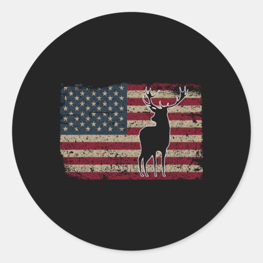 Hirschjagd Amerikanische Flagge Usa Proud Hunter Runder Aufkleber (Vorderseite)