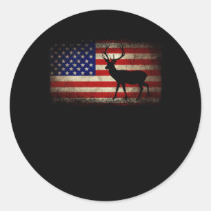 Hirschjagd Amerikanische Flagge USA Proud Hunter Runder Aufkleber