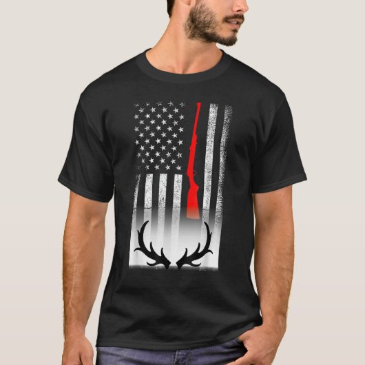 Hirschjagd Amerikanische Flagge USA Proud Jäger 4. T-Shirt (Vorderseite)