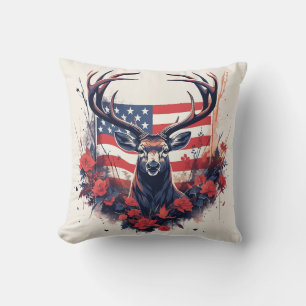 Hirschjagd Amerikanische Flagge USA Stolz Jäger Kissen
