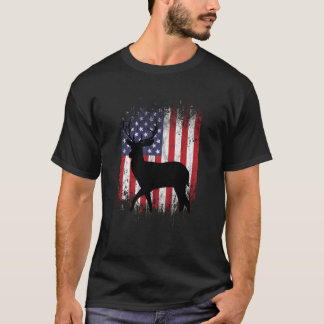 Hirschjagd Amerikanische Flagge Whitetail Buck auf T-Shirt