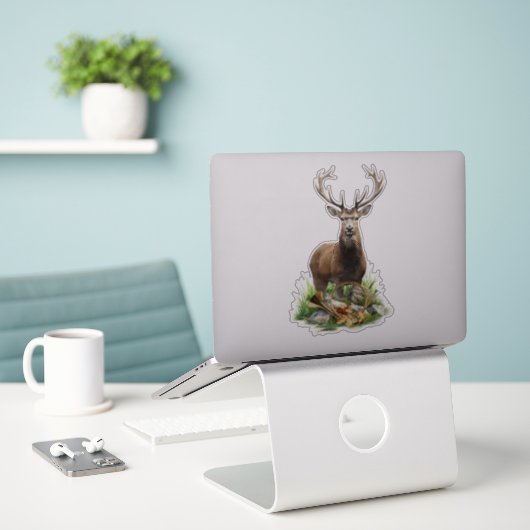 Hirschjagd Aufkleber (Laptop auf Schreibtisch)