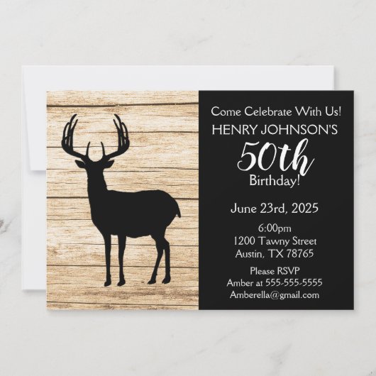 Hirschjagd Buffalo Kariert 50. Geburtstag Einladung (Vorderseite)