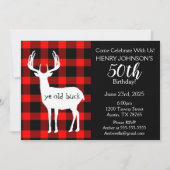 Hirschjagd Buffalo Kariert 50. Geburtstag Einladung (Vorderseite)