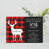 Hirschjagd Buffalo Kariert 50. Geburtstag Einladung (Stehend Vorderseite)