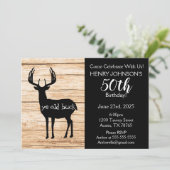 Hirschjagd Buffalo Kariert 50. Geburtstag Einladung (Stehend Vorderseite)