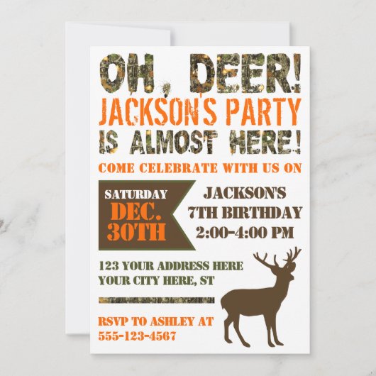 Hirschjagd Einladung zum Geburtstag | Camouflage P (Vorderseite)
