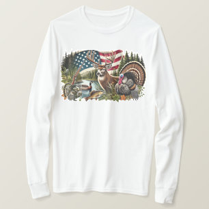 Hirschjagd Entenfischen USA-Flagge T-Shirt