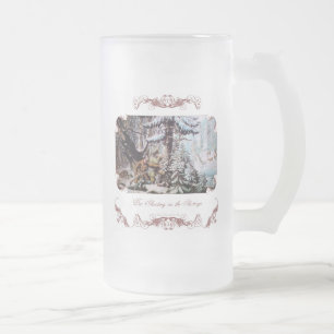 Hirschjagd-Frostglas Bierkrug / Stein Mattglas Bierglas