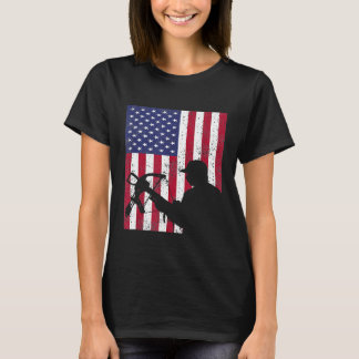 Hirschjagd Hunter Whitetail T-Shirt American Flag 