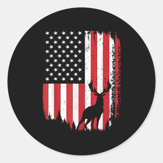 Hirschjagd Kunst für Männer Frauen Buck Elk Hunter Runder Aufkleber (Vorderseite)