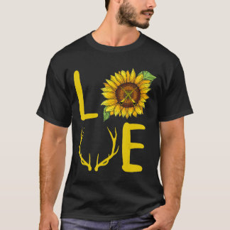 Hirschjagd Liebe Sonnenblumen Mais Jagd Addict T-Shirt