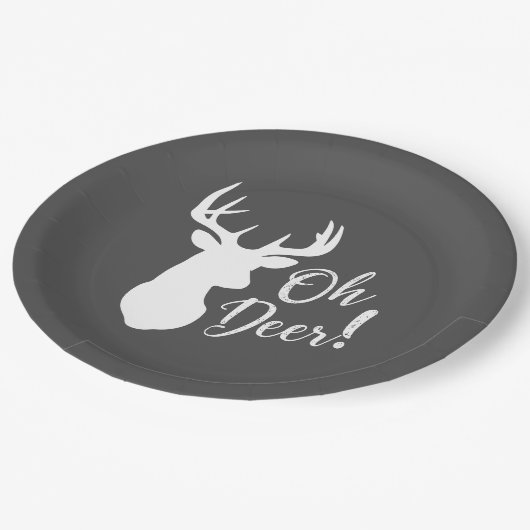 Hirschjagd-Lodge Kinderdusche Antler Pappteller (Schrägansicht)