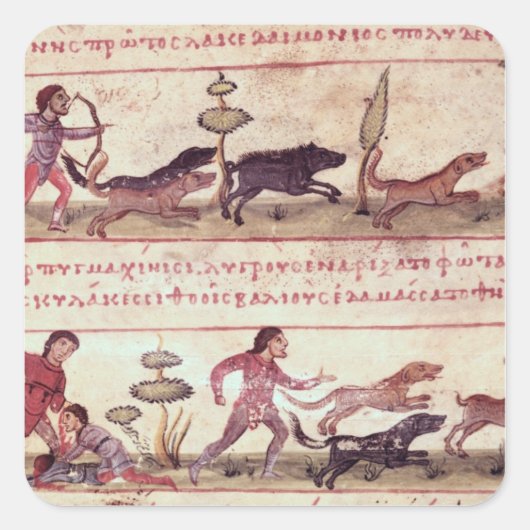 Hirschjagd Quadratischer Aufkleber (Vorderseite)