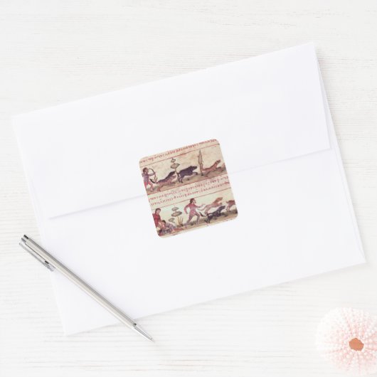 Hirschjagd Quadratischer Aufkleber (Umschlag)