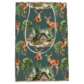 Hirschjagd Rustikaler Weihnachtsfeiertag Mittlere Geschenktüte (Vorderseite)