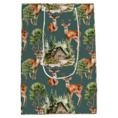 Hirschjagd Rustikaler Weihnachtsfeiertag Mittlere Geschenktüte (Rückseite)