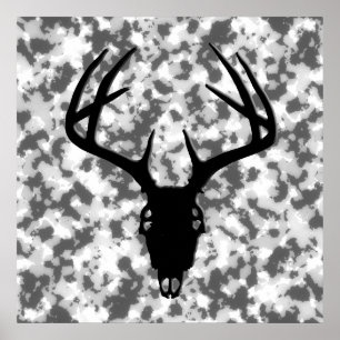Hirschjagd Schädel mit Geweih Poster