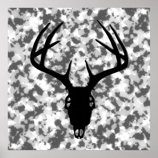 Hirschjagd Schädel mit Geweih Poster (Vorne)