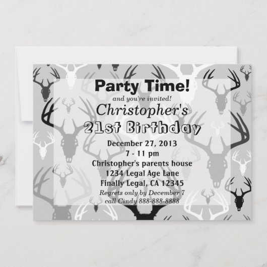 Hirschjagd Schädelmuster Einladung (Rückseite)