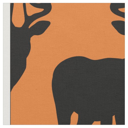 Hirschjagd Silhouette Muster Orange Hintergrund Stoff (Nahaufnahme)