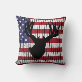 Hirschjagd: Silhouette über die amerikanische Flag Kissen